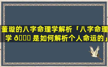 董璇的八字命理学解析「八字命理学 🍁 是如何解析个人命运的」